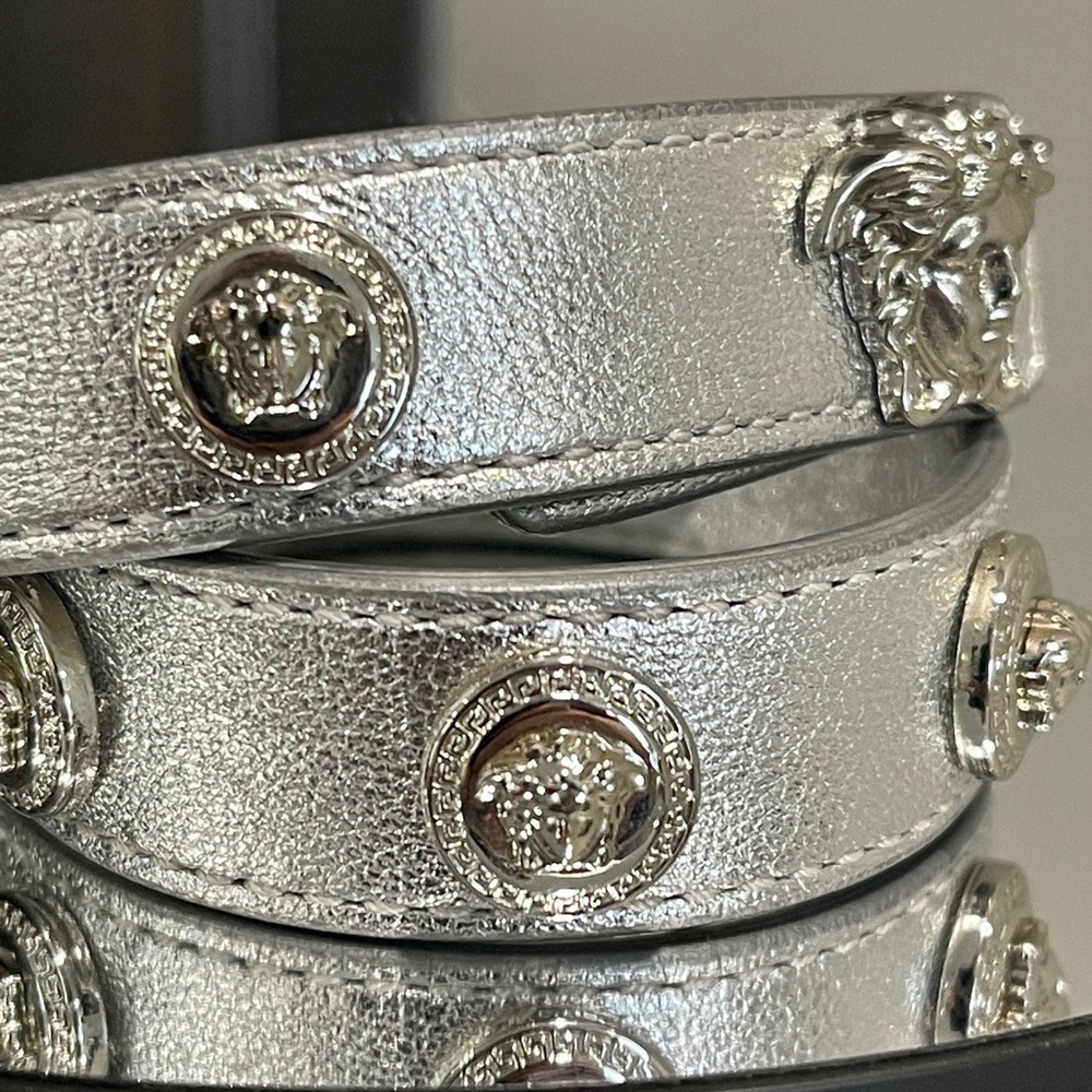 Versace Medusa Leather Wrap Bracelet Cuff Choker